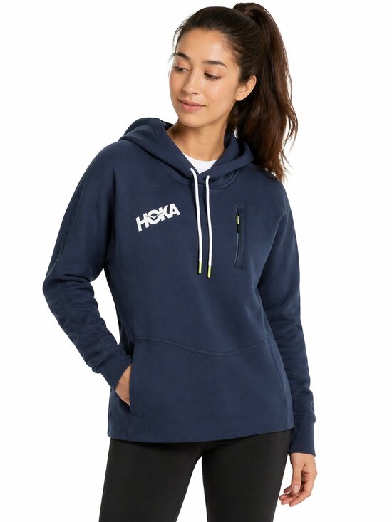 HOKA Tops - Hoka Navy Logo Hoodie Fleece Pullover Athleisure Gorpcore Minimalist Women's XL